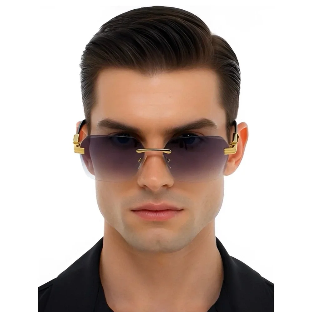 Designer Style Men Sunglasses Gold Festival Classic New Gradient Grey Lens UV400